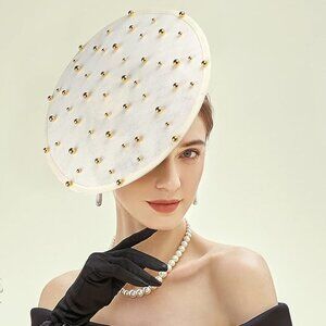 Fascinator Hat Cocktail Tea Party White